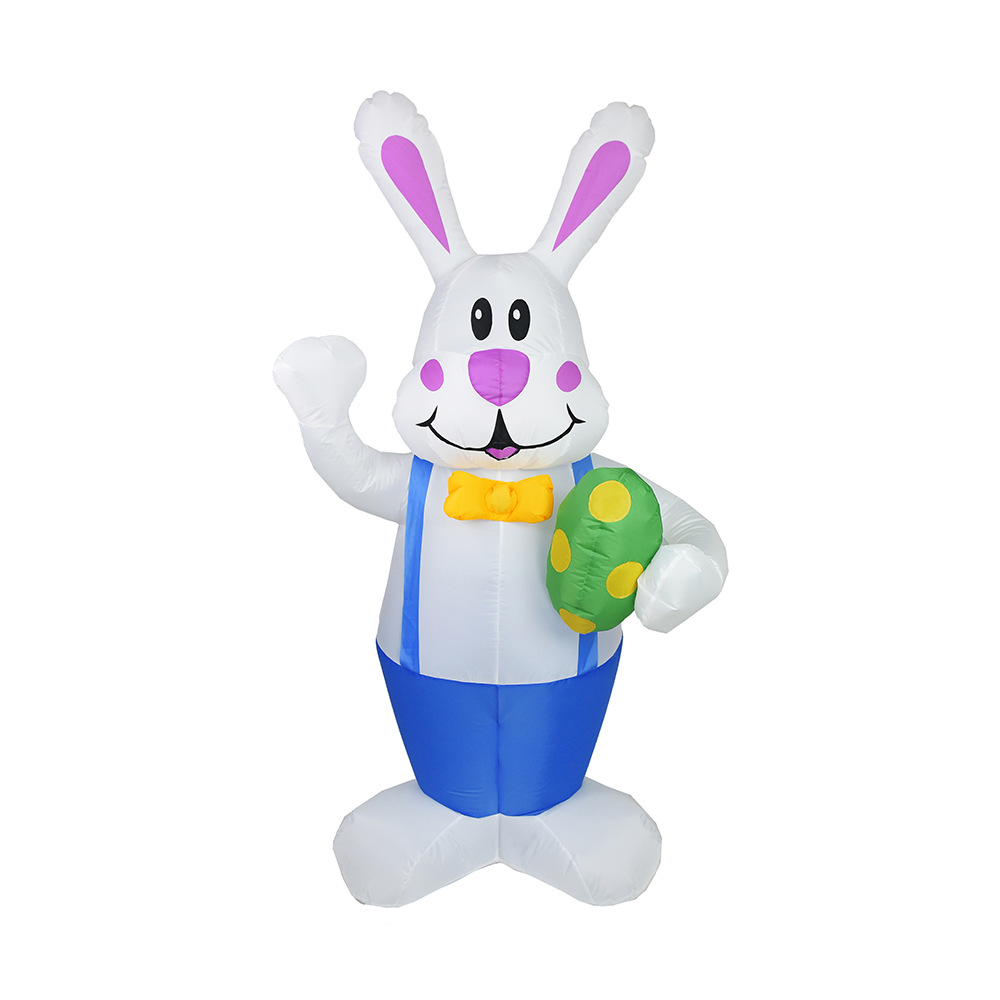 6 Foot Easter Inflatable Blue Bunny memegang telur Dekorasi Luar Ruangan （termasuk LED）