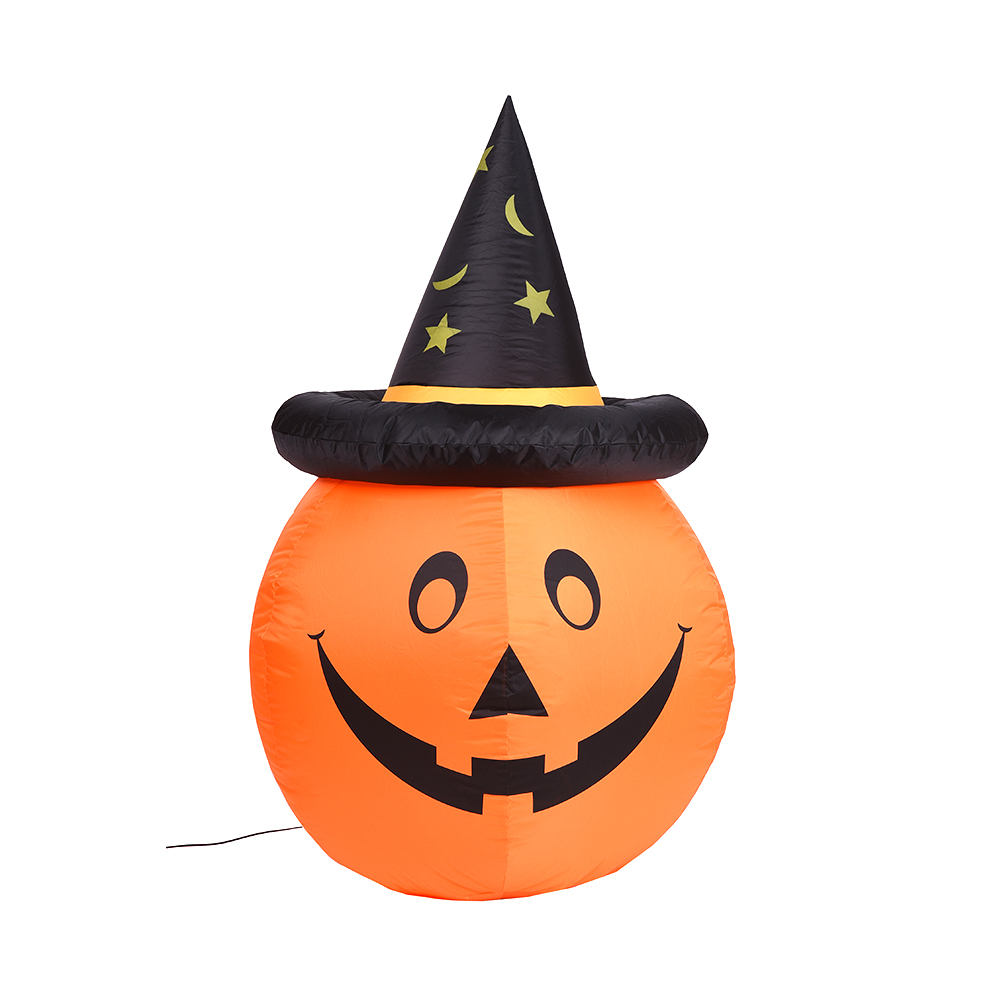 120cm Halloween tiup topi penyihir dekorasi luar ruangan labu （LED built-in）