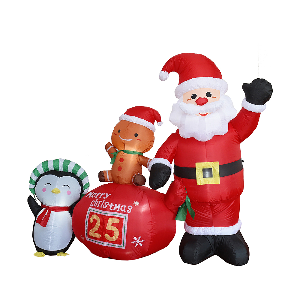 210cm Natal tiup menghitung mundur santa claus dengan dekorasi luar ruangan penguin dan manusia kue jahe (lampu led)