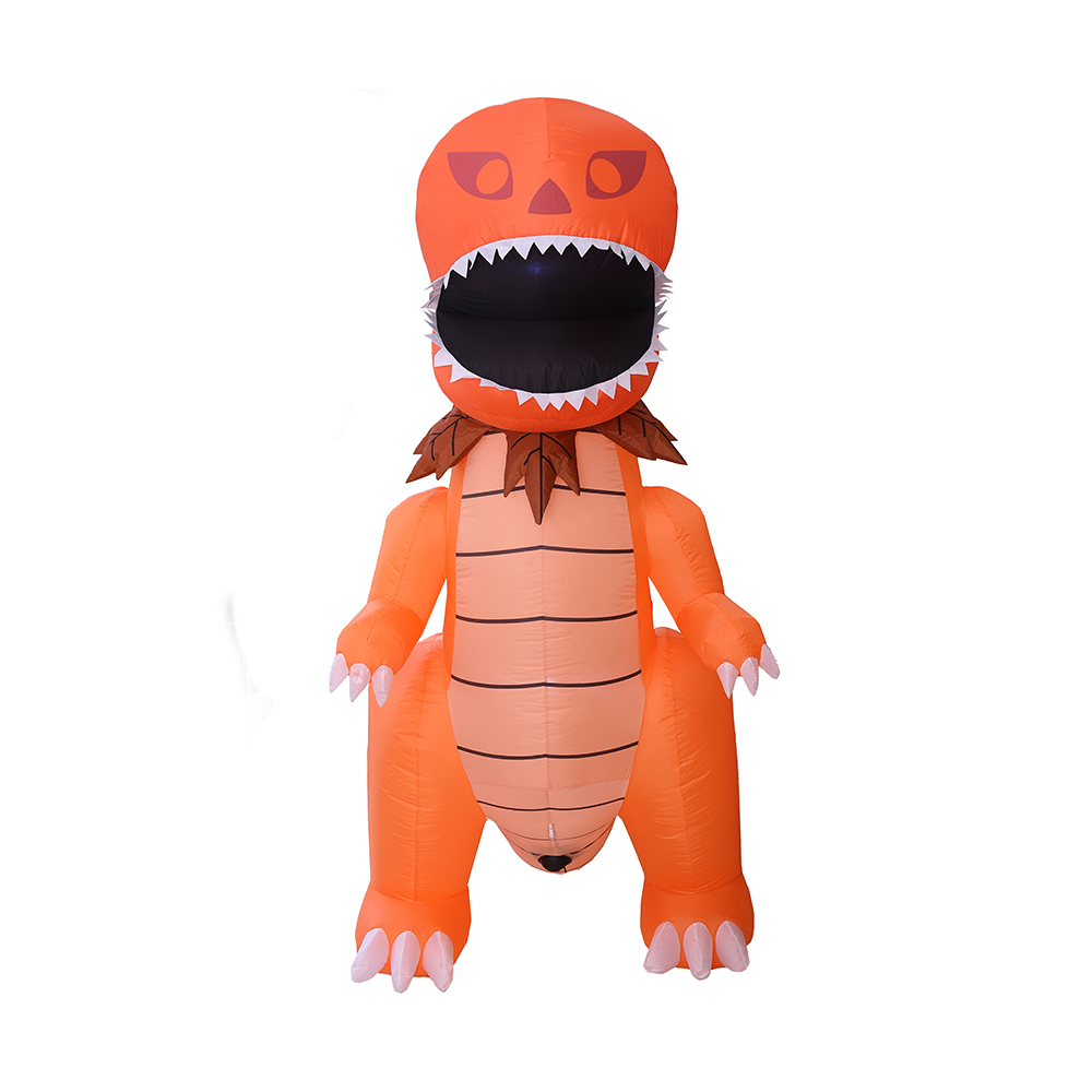 240cm Halloween dekorasi luar ruangan kepala labu tiup dinosaurus （LED built-in）